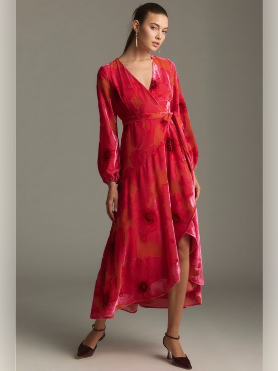Anthropologie Dresses & Skirts - Anthropologie Hutch Long-Sleeve V-Neck Wrap Midi Dress NWT